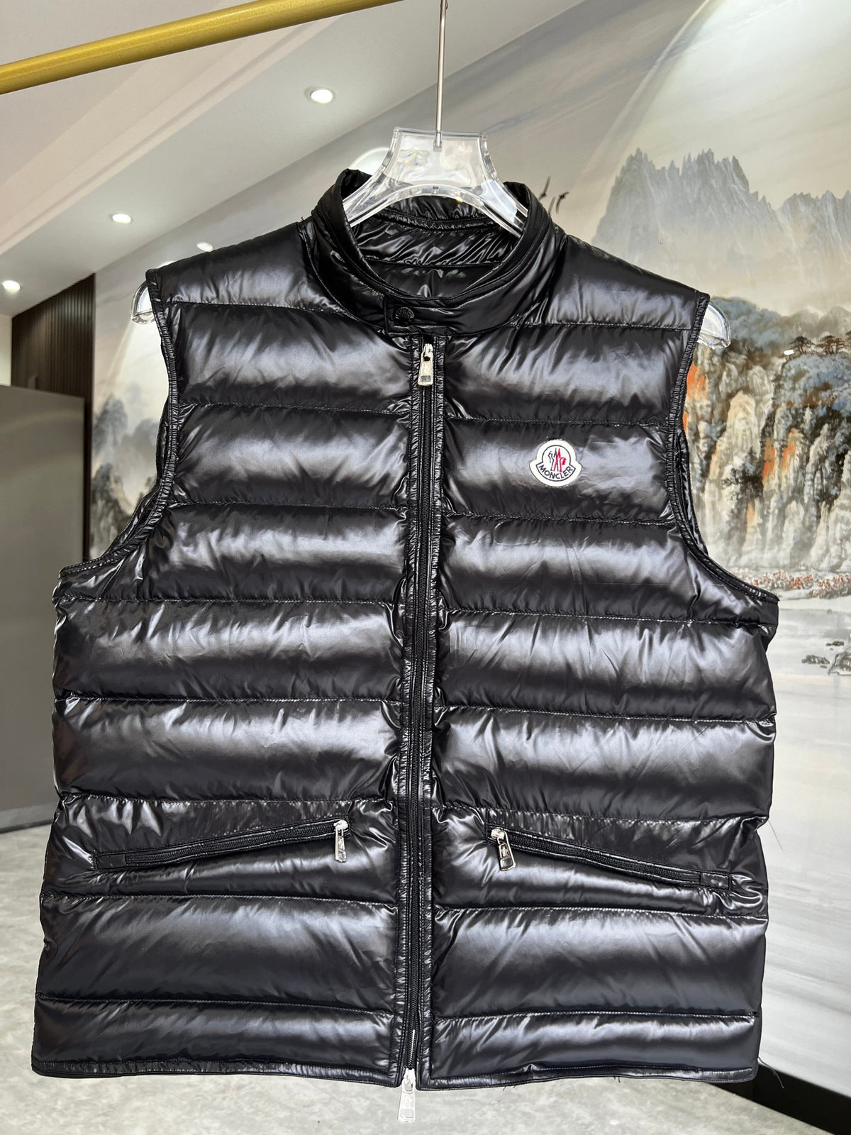 Moncler Black Gui Glossy Down Puffer Vest