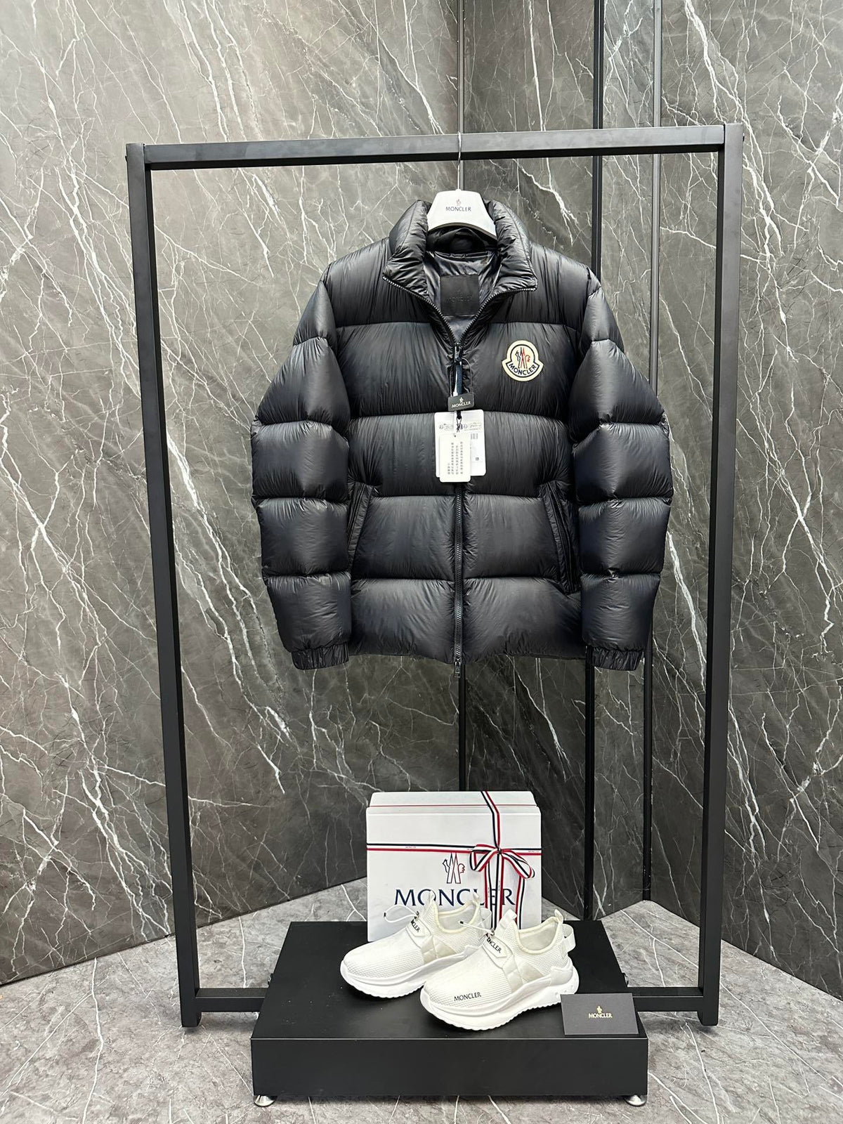 Moncler Navy Classic Short Down Jacket