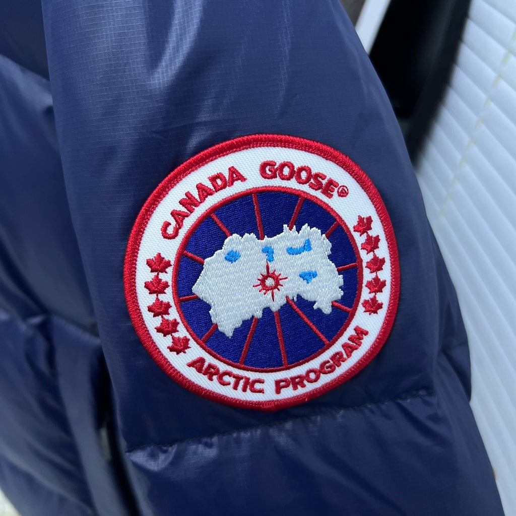 Canada Goose Navy Glossy Hooded Down Puffer Jacket
