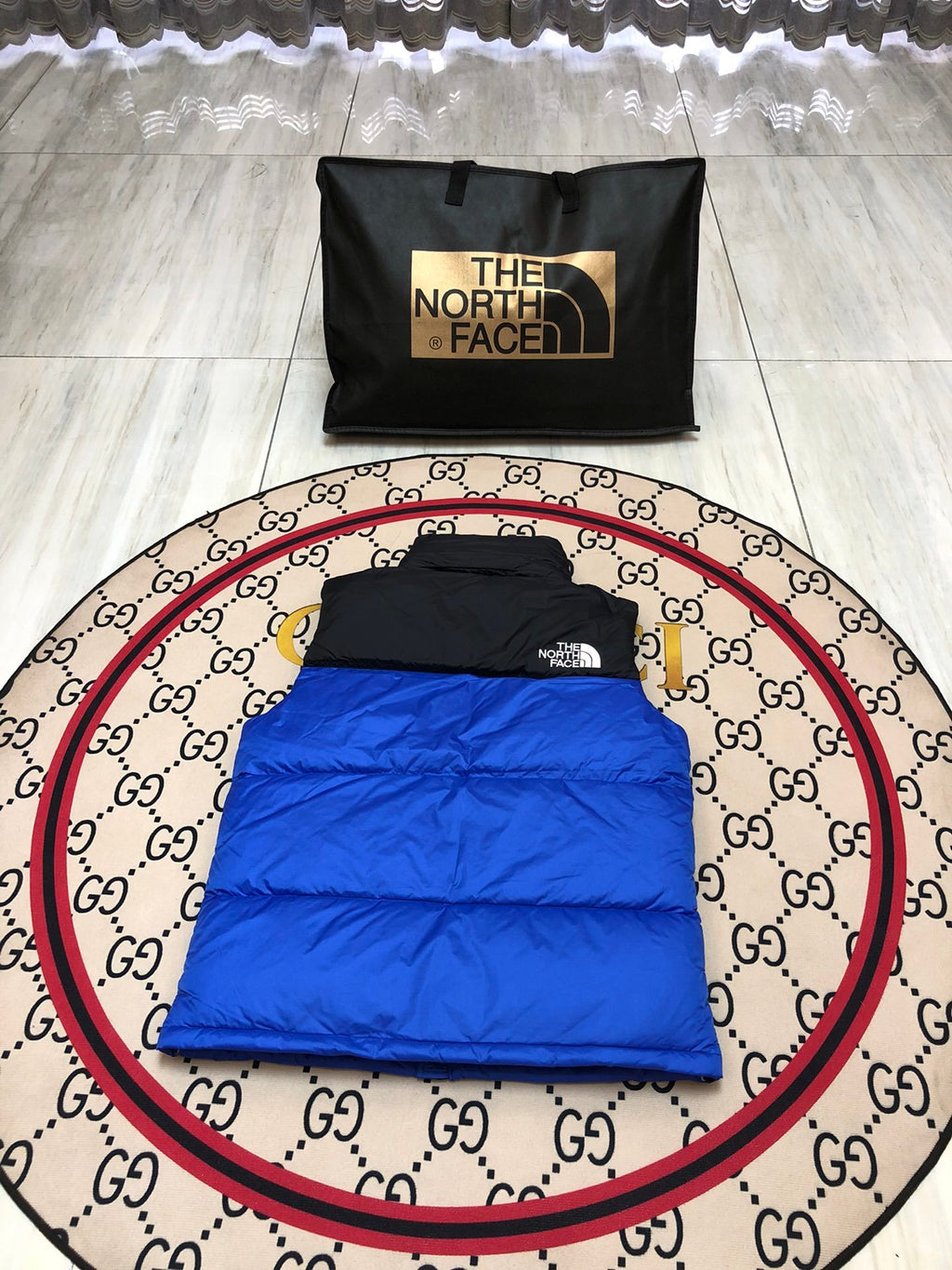 The North Face Blue Nuptse 700 Puffer Vest