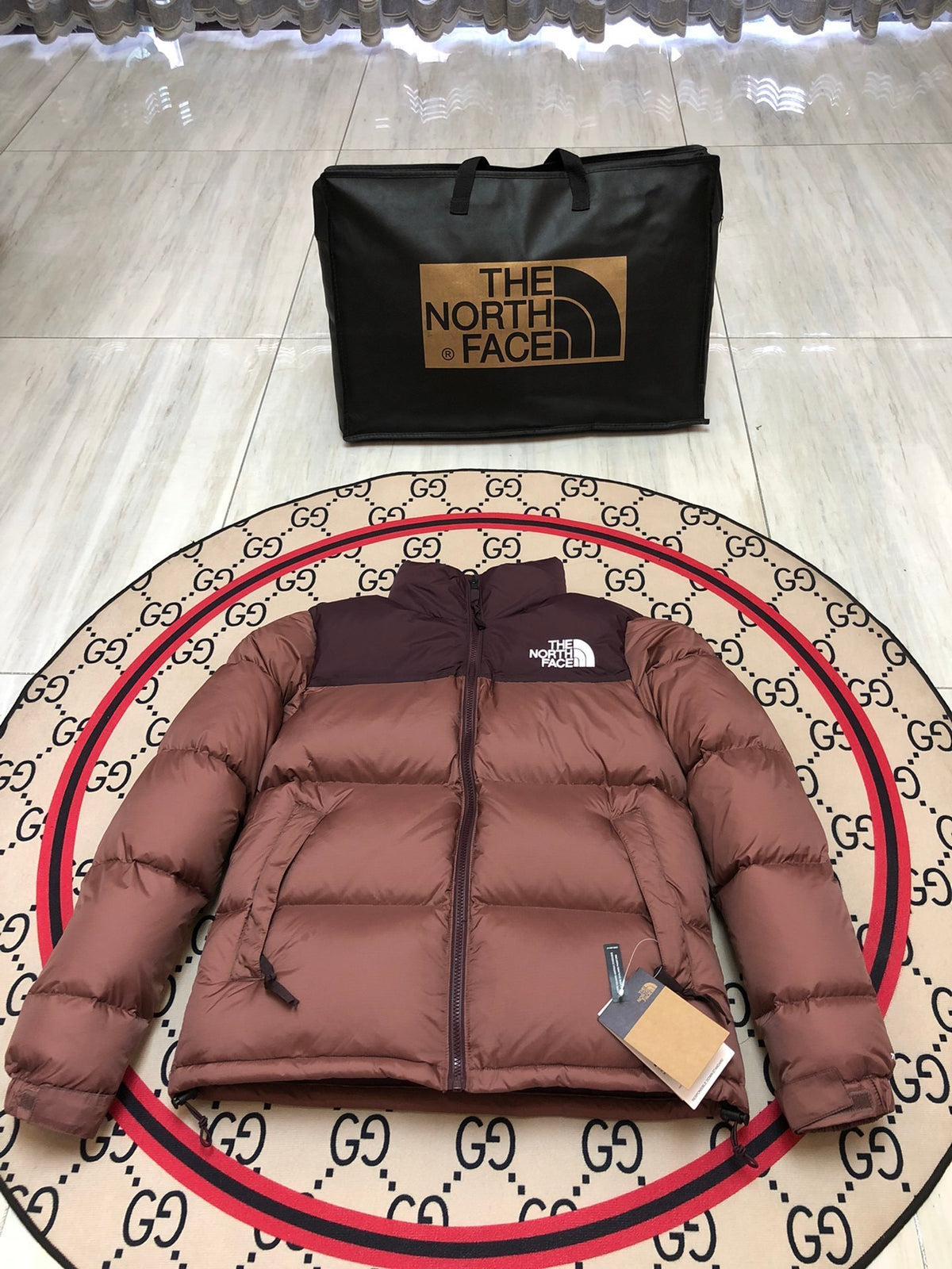 The North Face Brown Nuptse 700-Fill Down Jacket