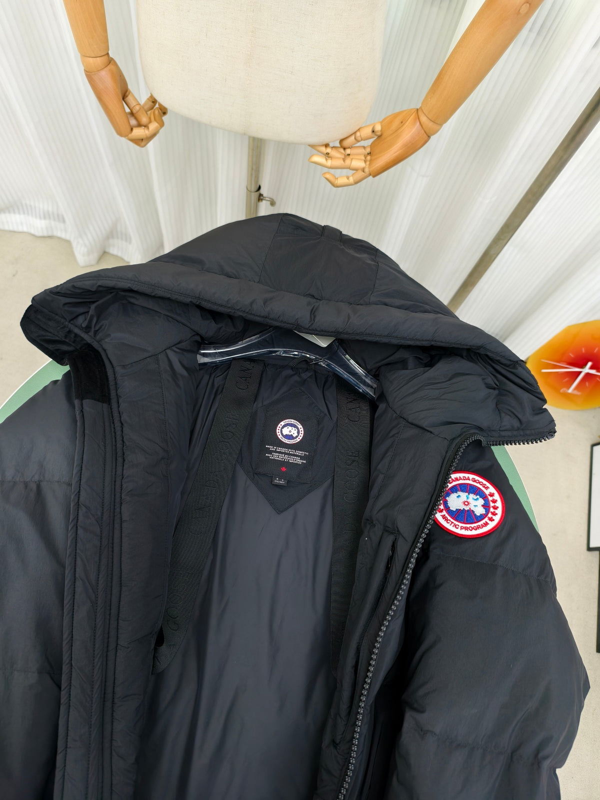Canada Goose Black Hooded Box-Quilted Mid-Length Down Jacket