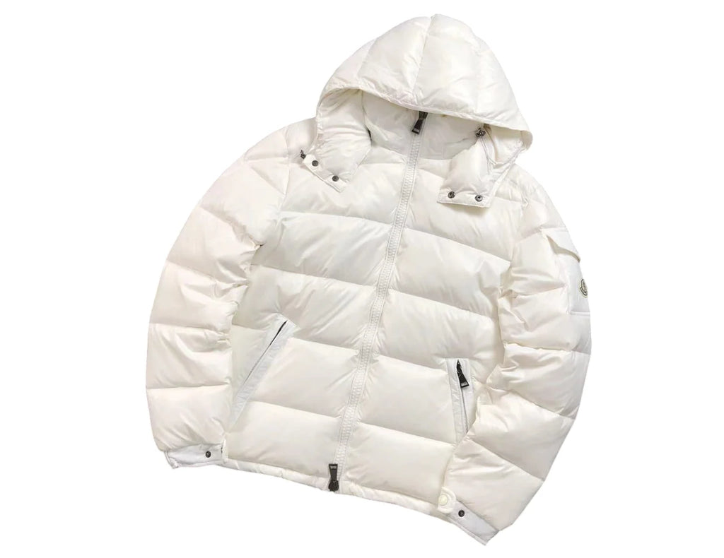 Moncler White Classic Hooded Puffer Jacket