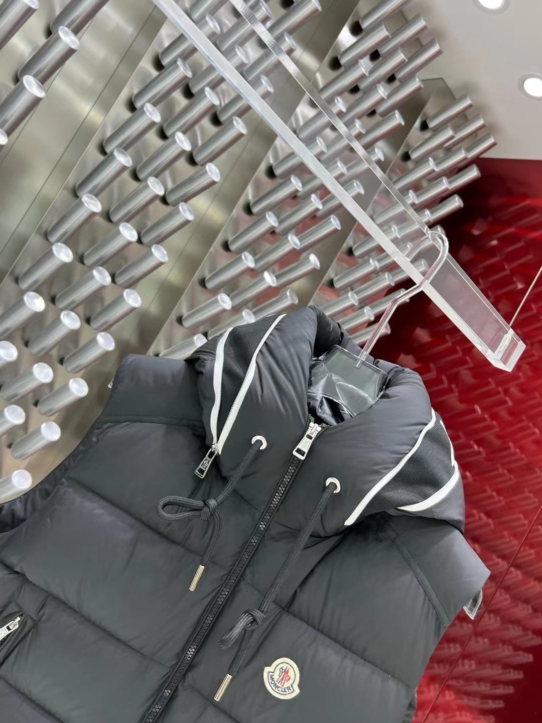 Moncler Charcoal Hooded Down Puffer Vest