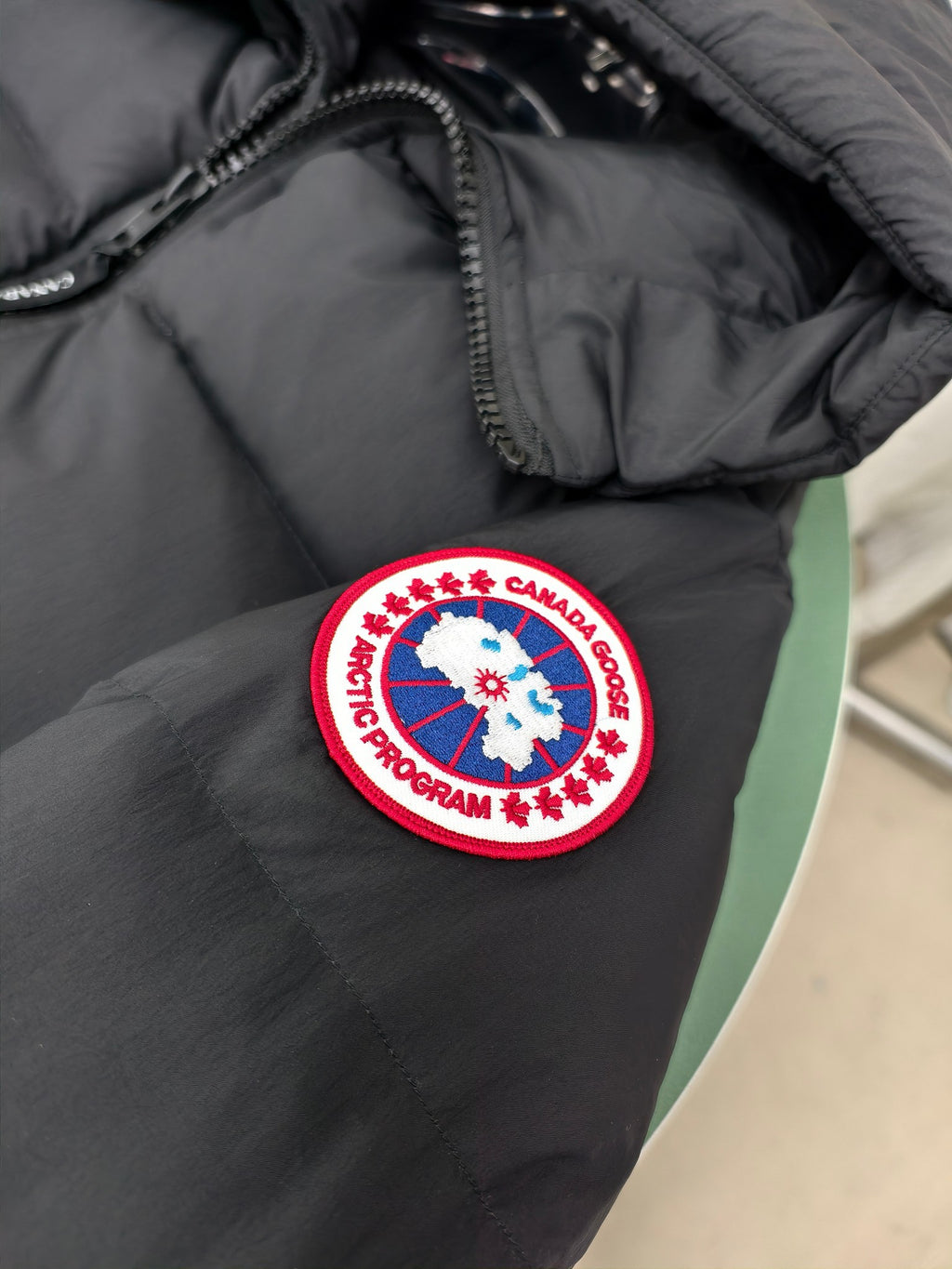 Canada Goose Black Hooded Box-Quilted Mid-Length Down Jacket