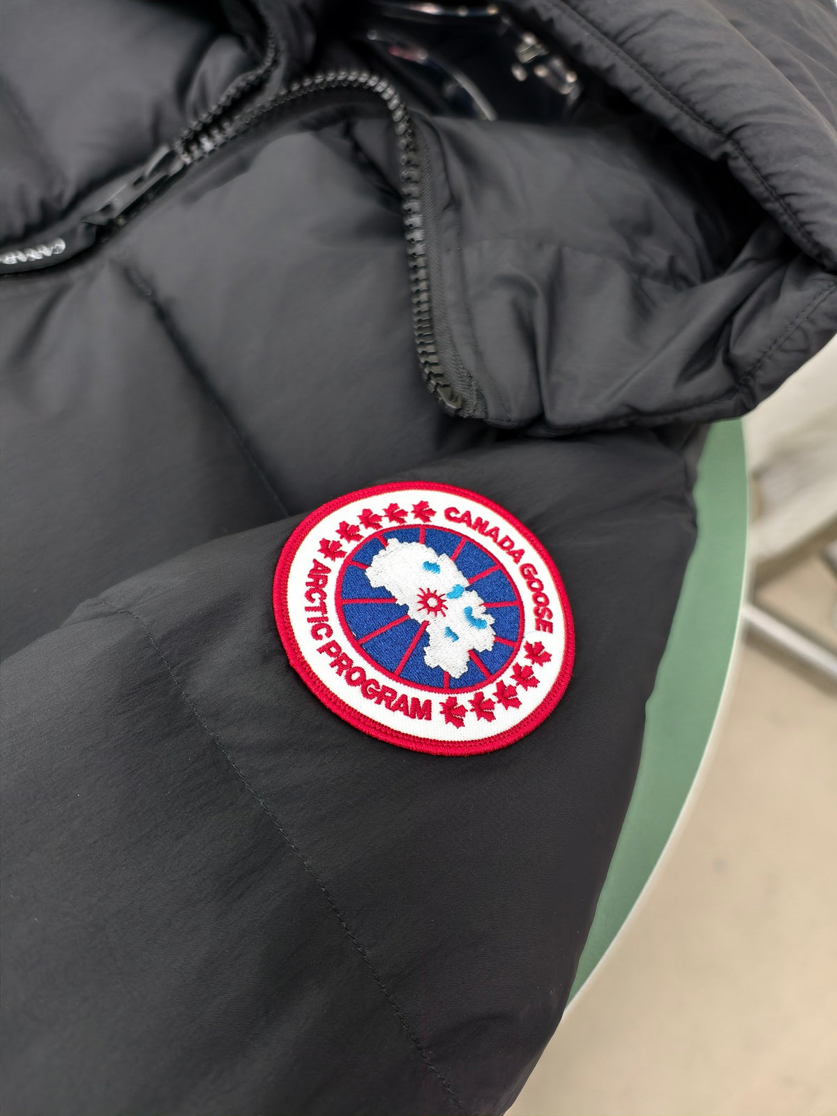 Canada Goose Black Hooded Box-Quilted Mid-Length Down Jacket