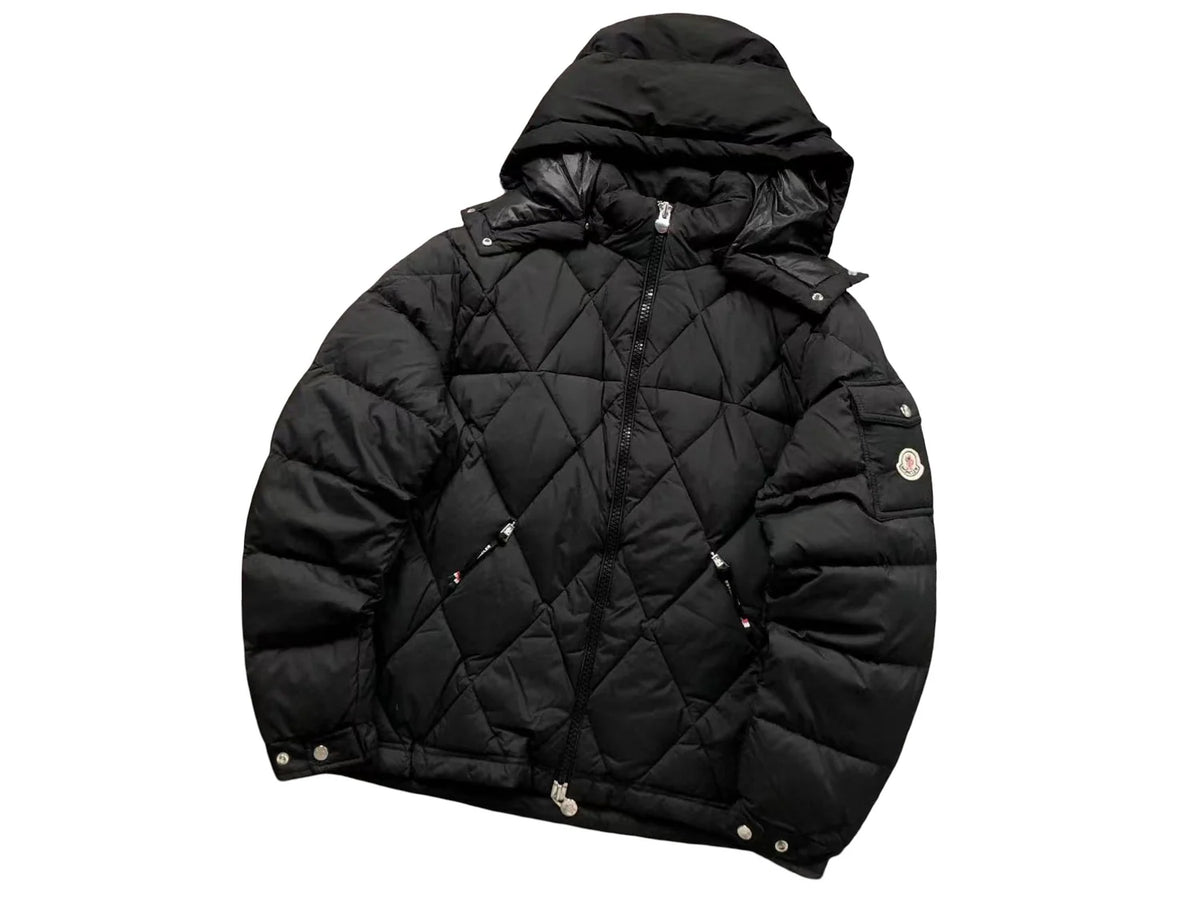 Moncler Black Diamond-Quilted Hooded Puffer Jacket