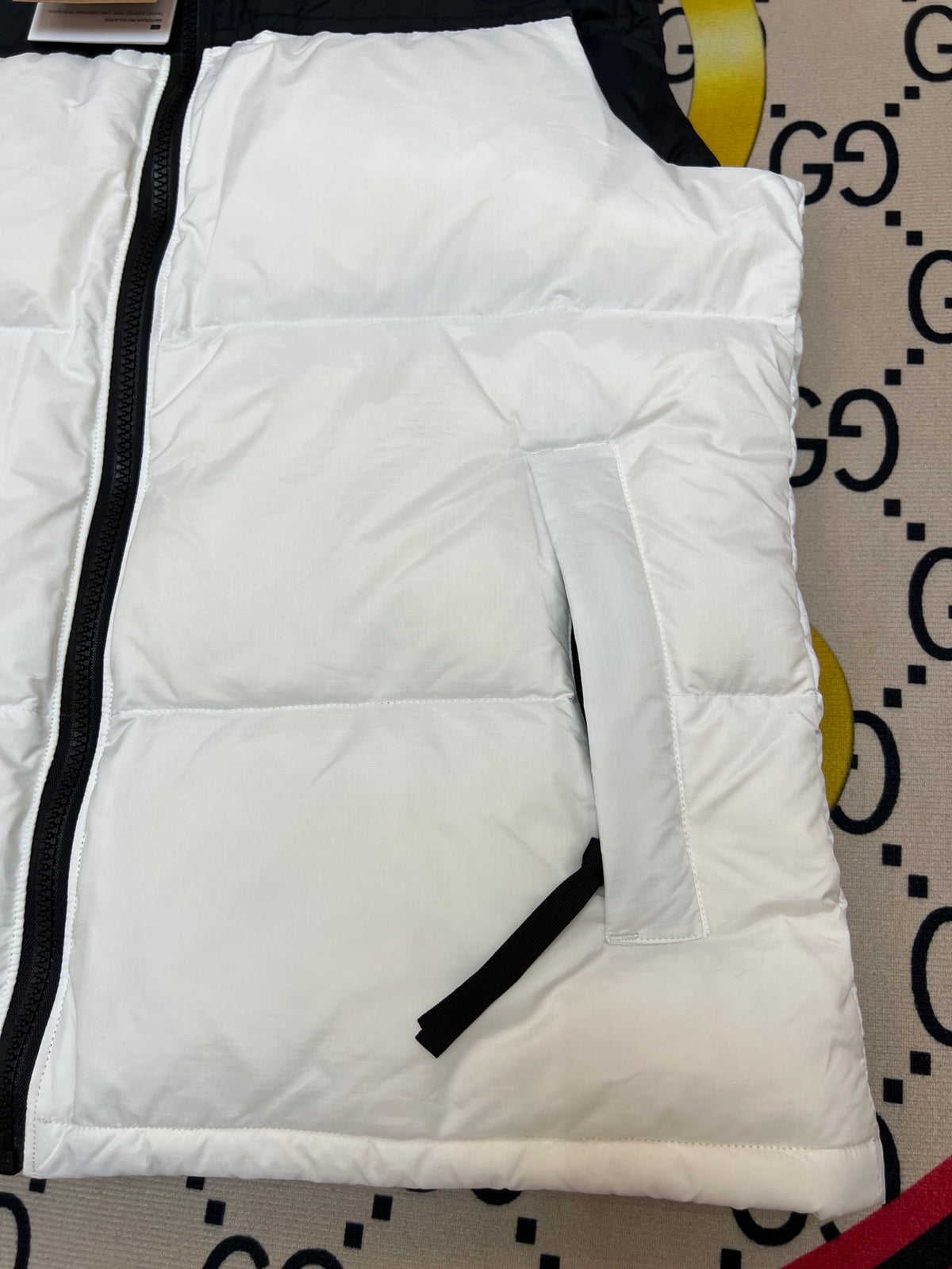 The North Face White Nuptse 700 Puffer Vest