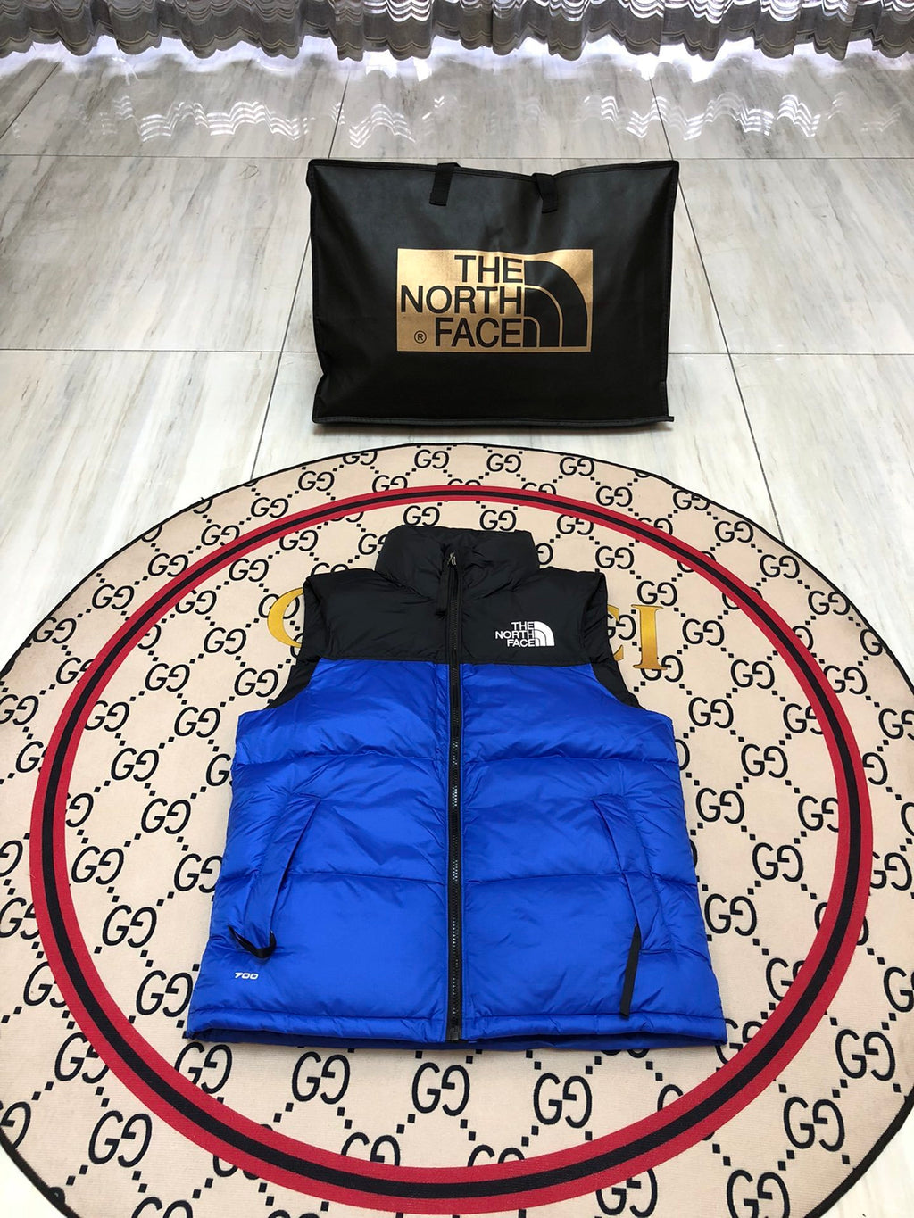 The North Face Blue Nuptse 700 Puffer Vest