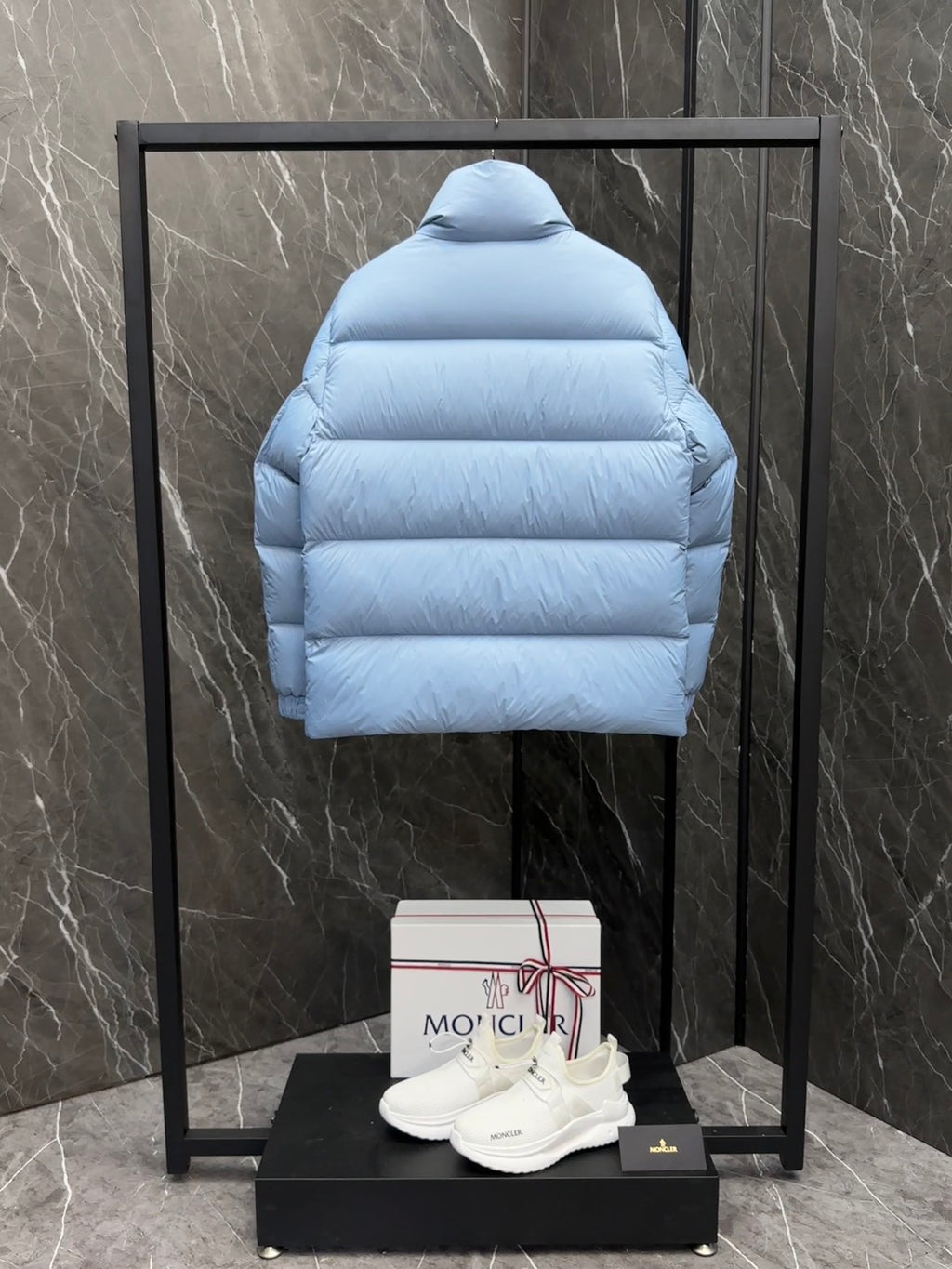 Moncler Sky Blue Classic Short Down Jacket