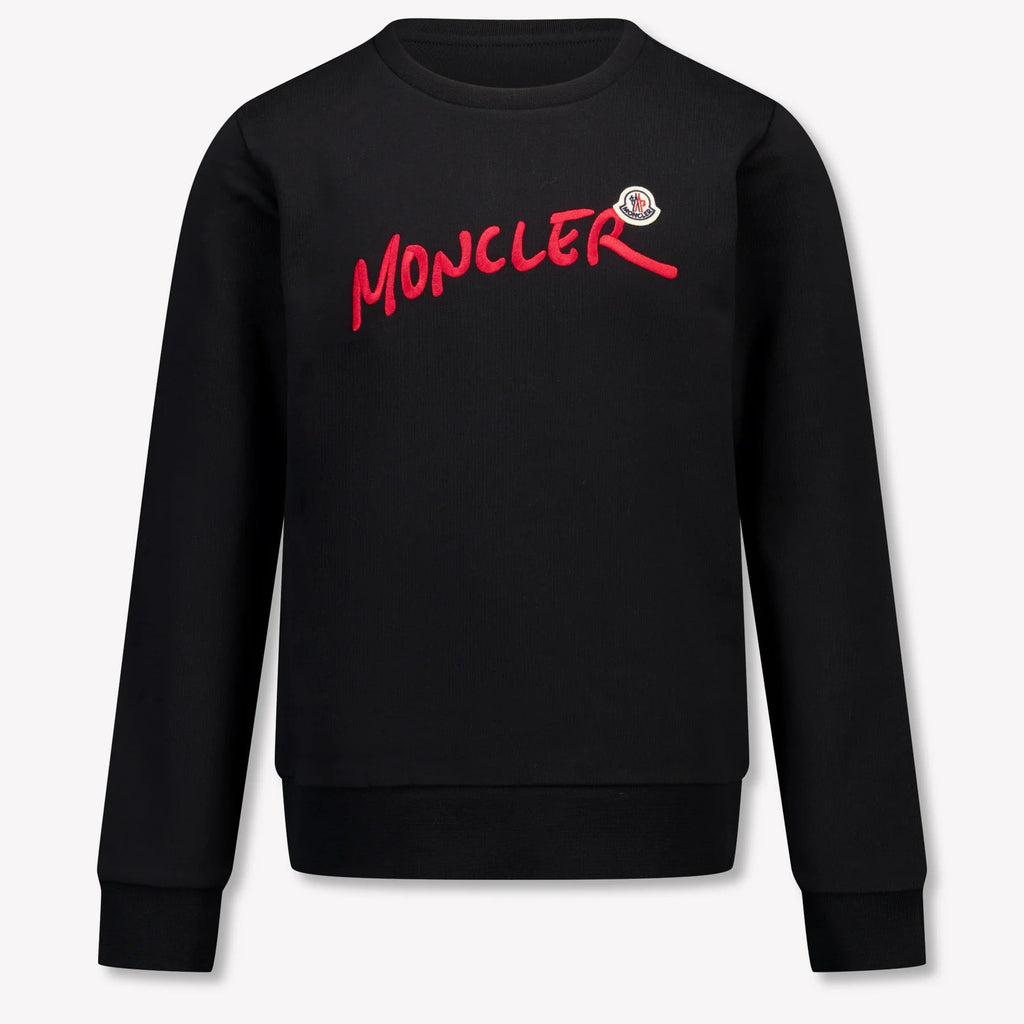 Moncler Black Script Logo Crewneck Sweatshirt