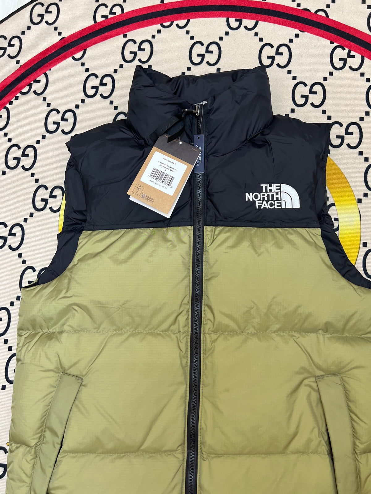 The North Face Olive Nuptse 700 Puffer Vest
