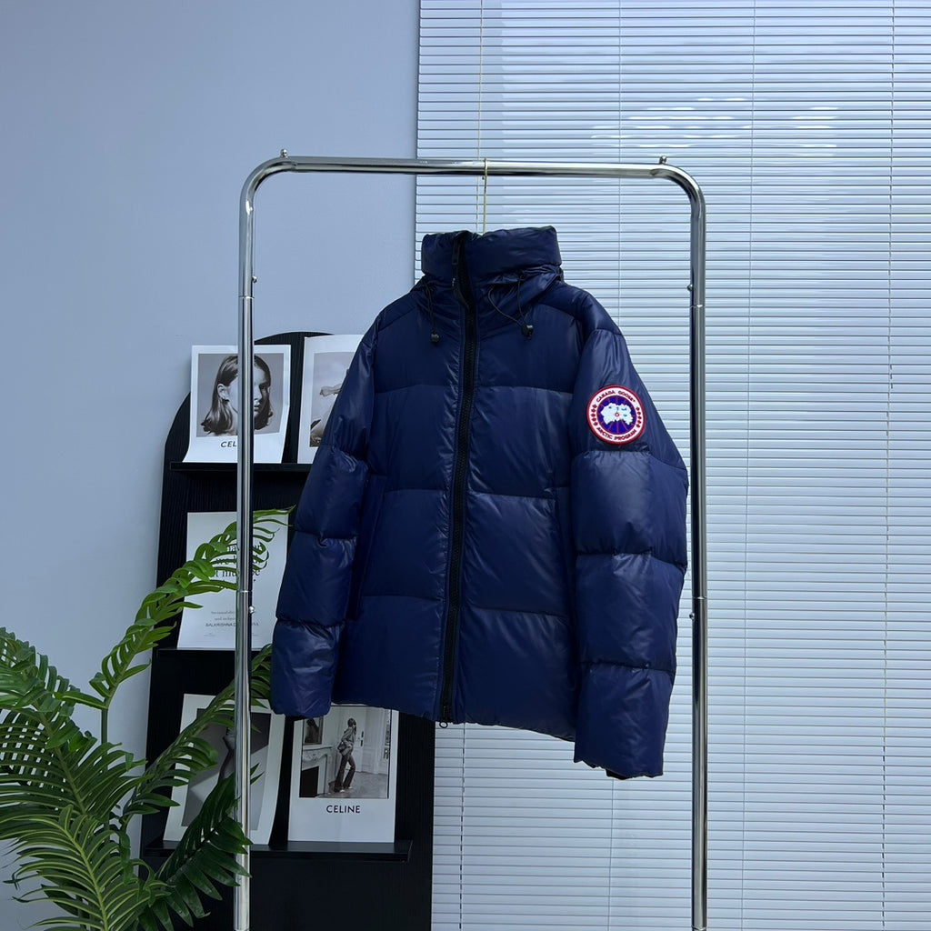 Canada Goose Navy Glossy Hooded Down Puffer Jacket