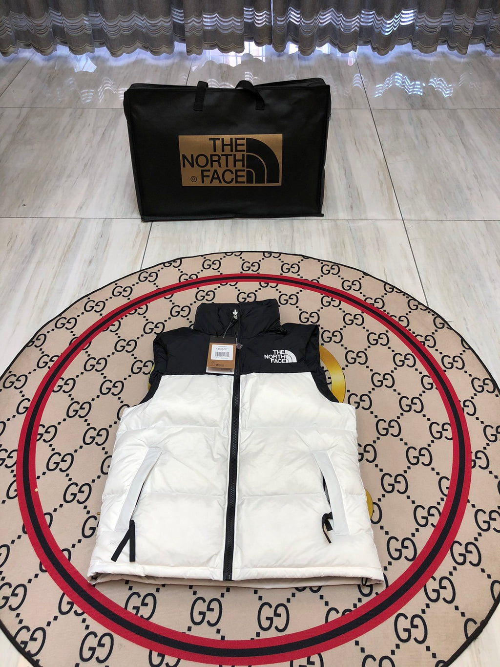 The North Face White Nuptse 700 Puffer Vest