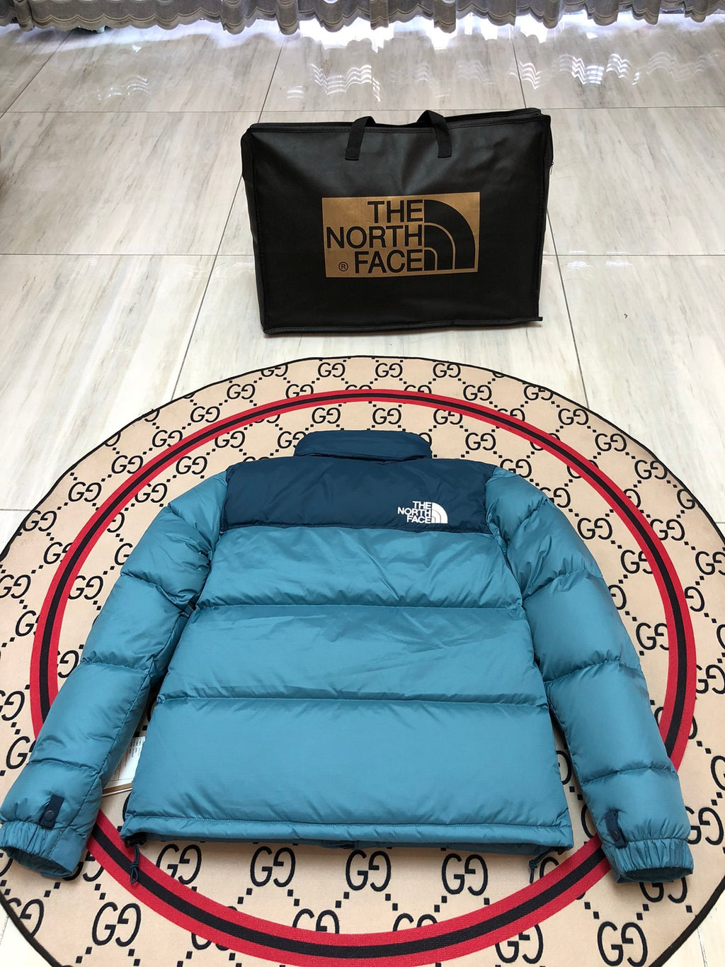 The North Face Teal Nuptse Down Puffer Jacket