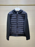 Moncler Black Hybrid Down-Knit Hooded Cardigan Jacket