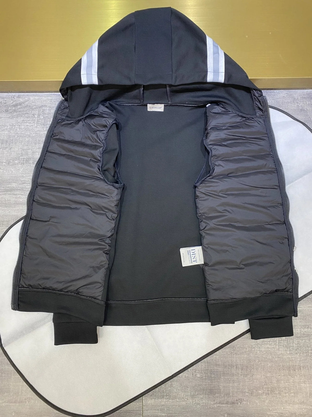 Moncler Black Hybrid Down-Knit Hooded Cardigan Jacket