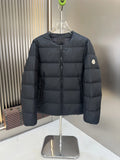 Moncler Black Collarless Baffle-Quilted Down Jacket with Detachable Hood