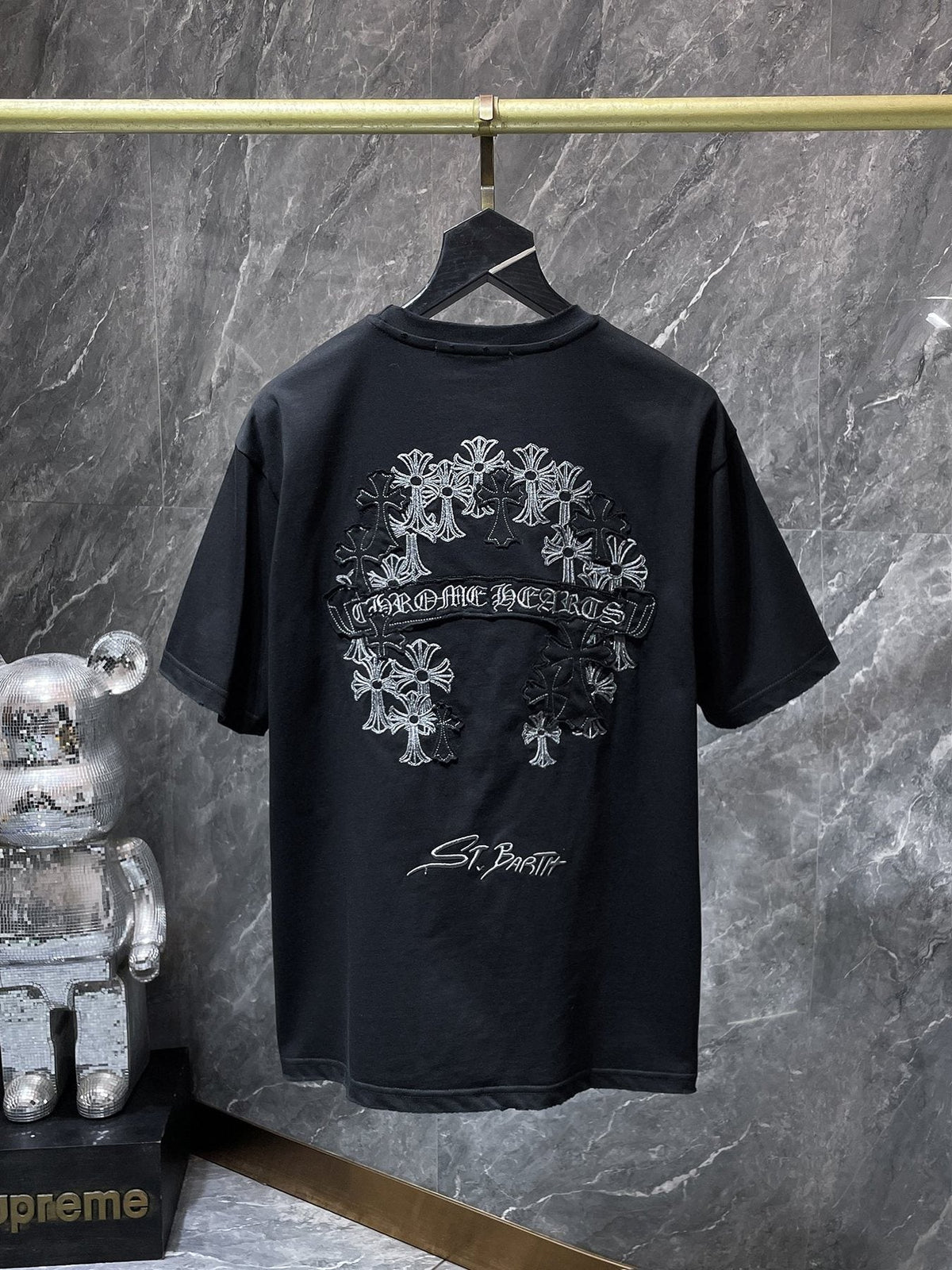 Chrome Hearts Floral Cross Embroidered Graphic T-Shirt