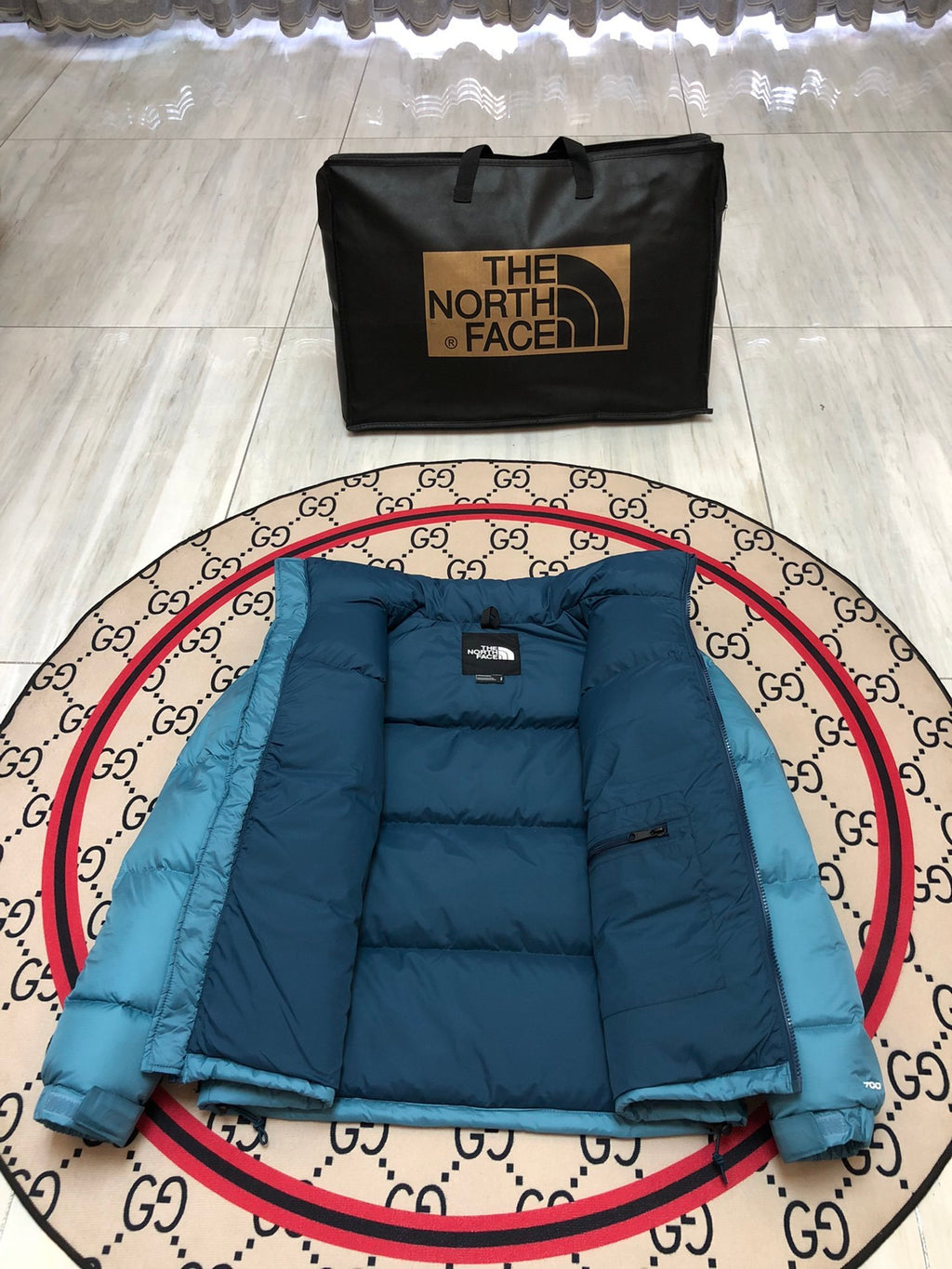 The North Face Teal Nuptse Down Puffer Jacket