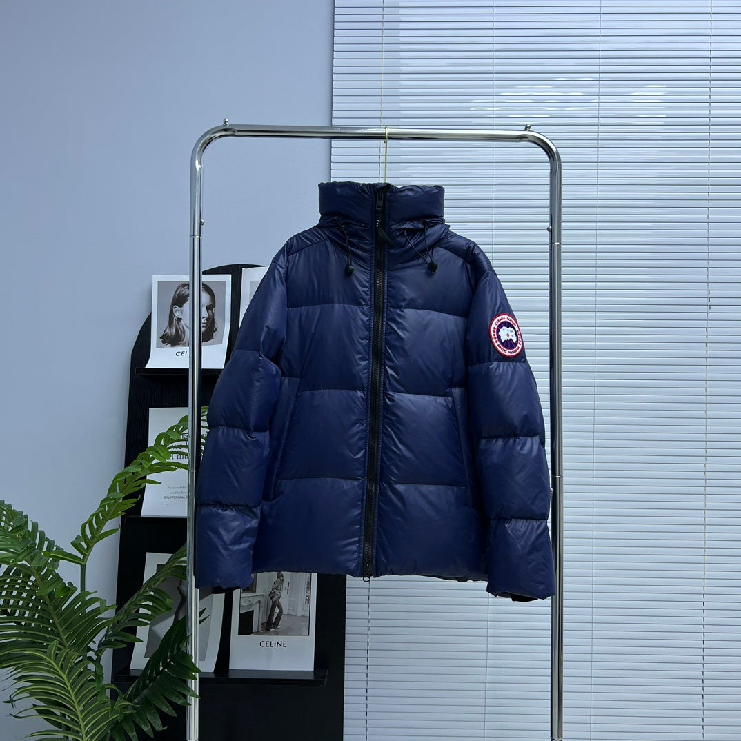 Canada Goose Navy Glossy Hooded Down Puffer Jacket