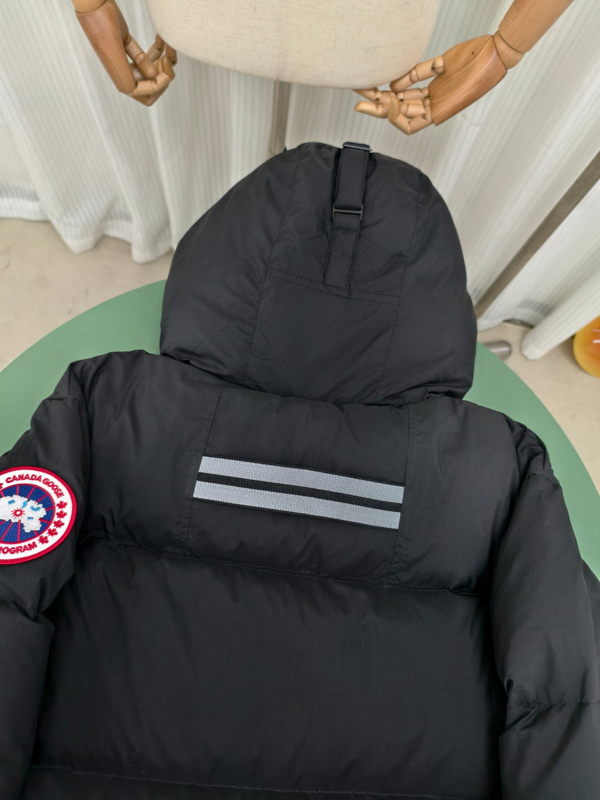 Canada Goose Black Hooded Box-Quilted Mid-Length Down Jacket