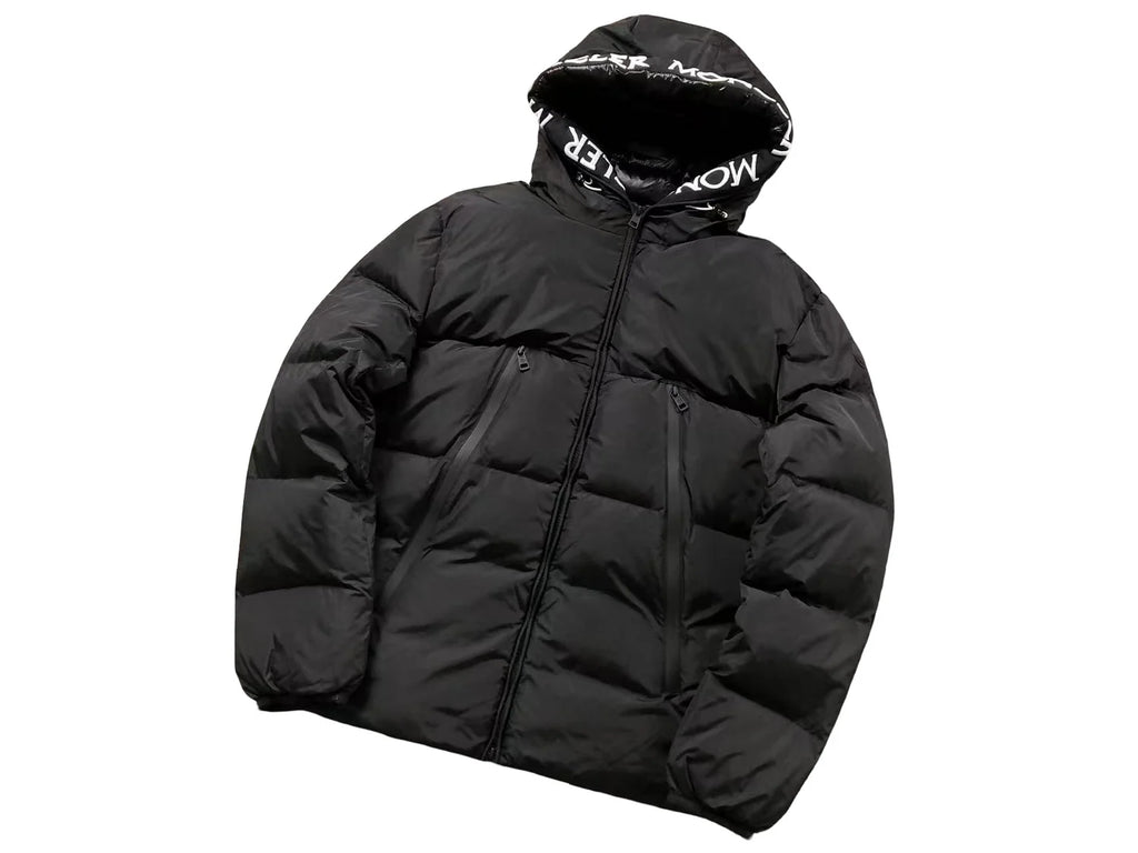 Moncler Black Matte Oversized Hooded Baffle Down Jacket