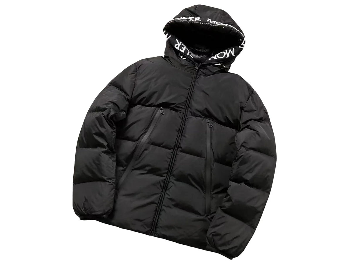 Moncler Black Matte Oversized Hooded Baffle Down Jacket