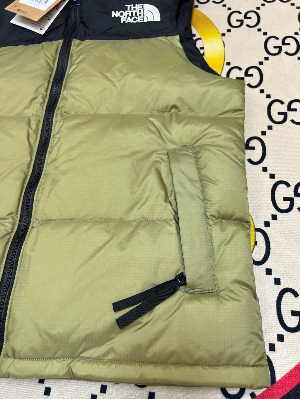 The North Face Olive Nuptse 700 Puffer Vest