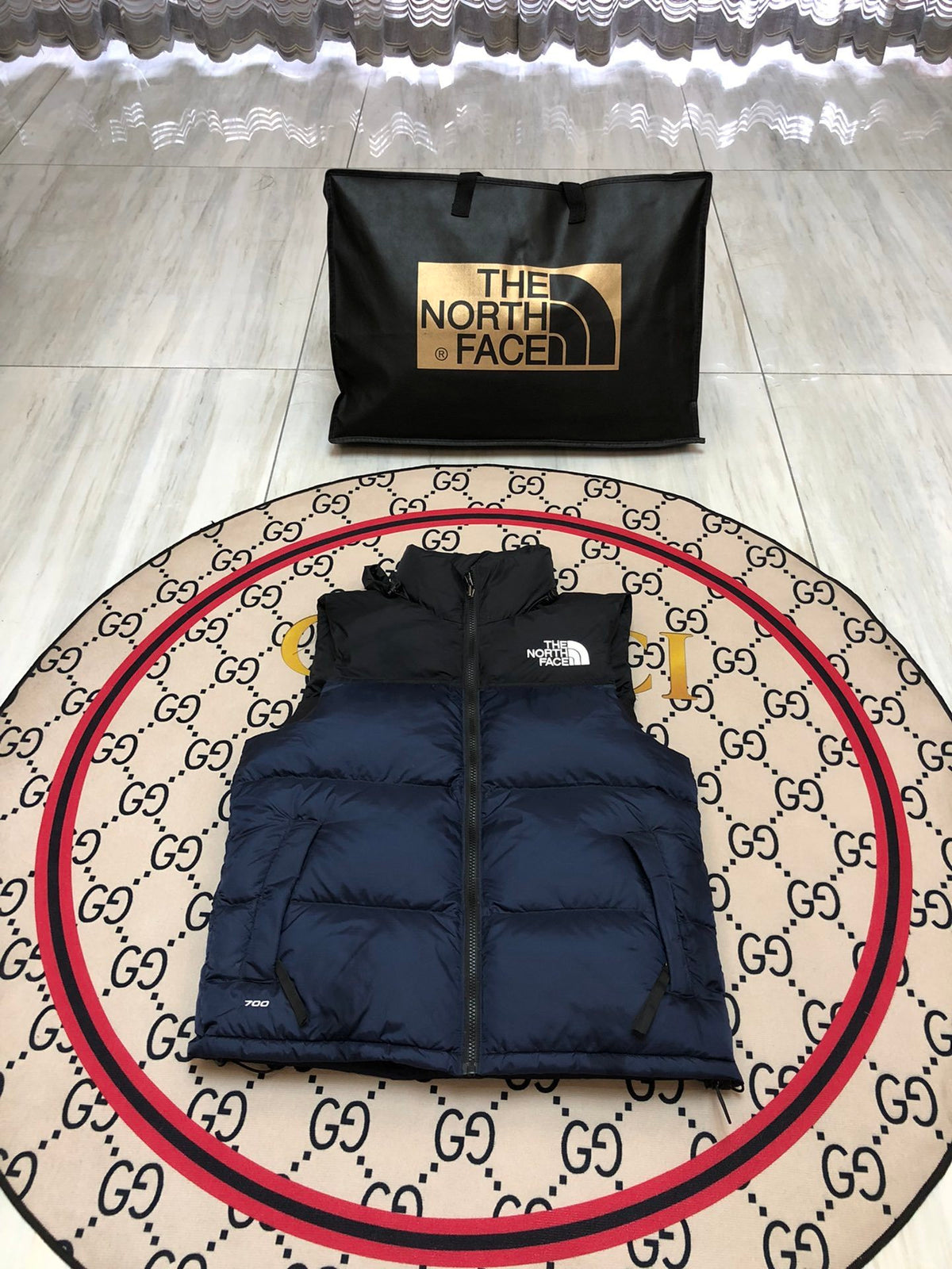 The North Face Navy Nuptse 700 Puffer Vest