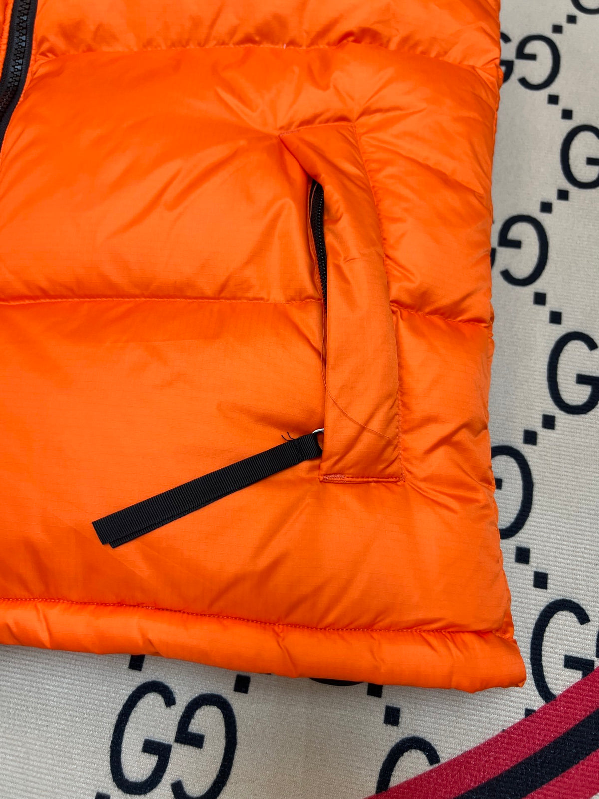 The North Face Orange Nuptse 700 Puffer Vest