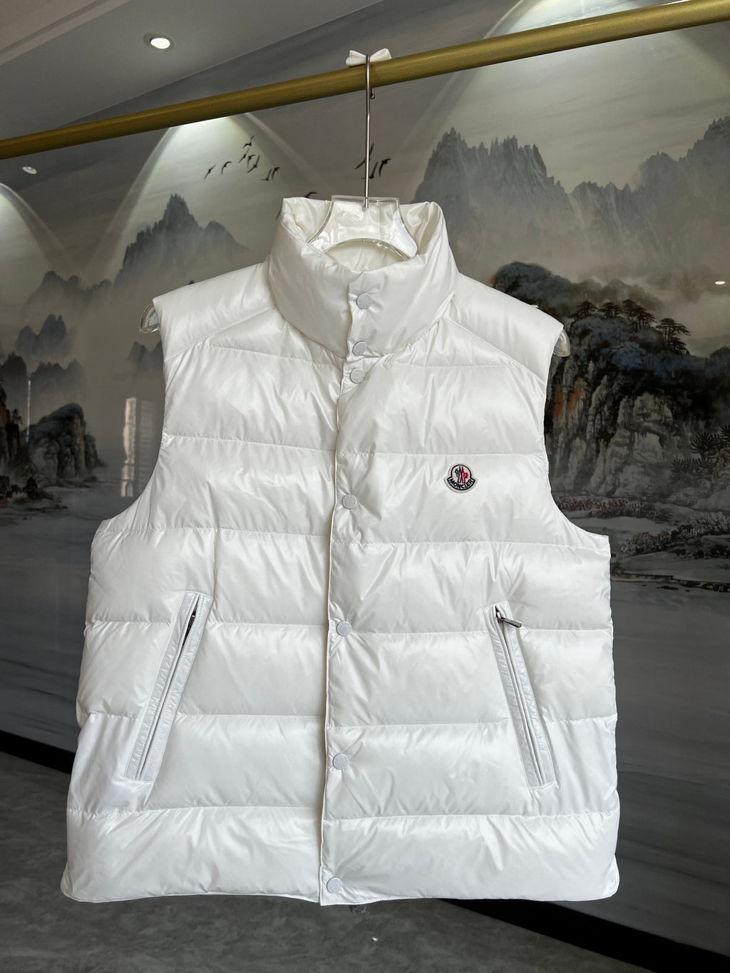 Moncler White Tib Down Puffer Vest