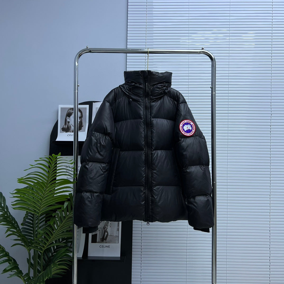 Canada Goose Black Glossy Hooded Down Puffer Jacket