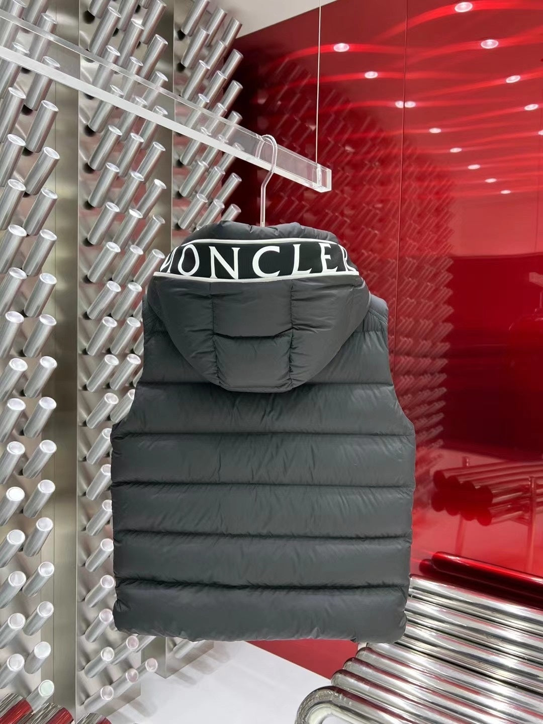 Moncler Charcoal Hooded Down Puffer Vest
