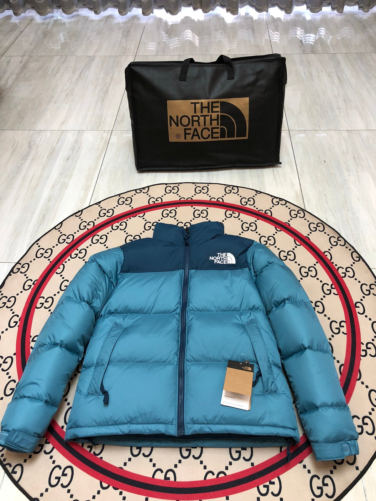 The North Face Teal Nuptse Down Puffer Jacket