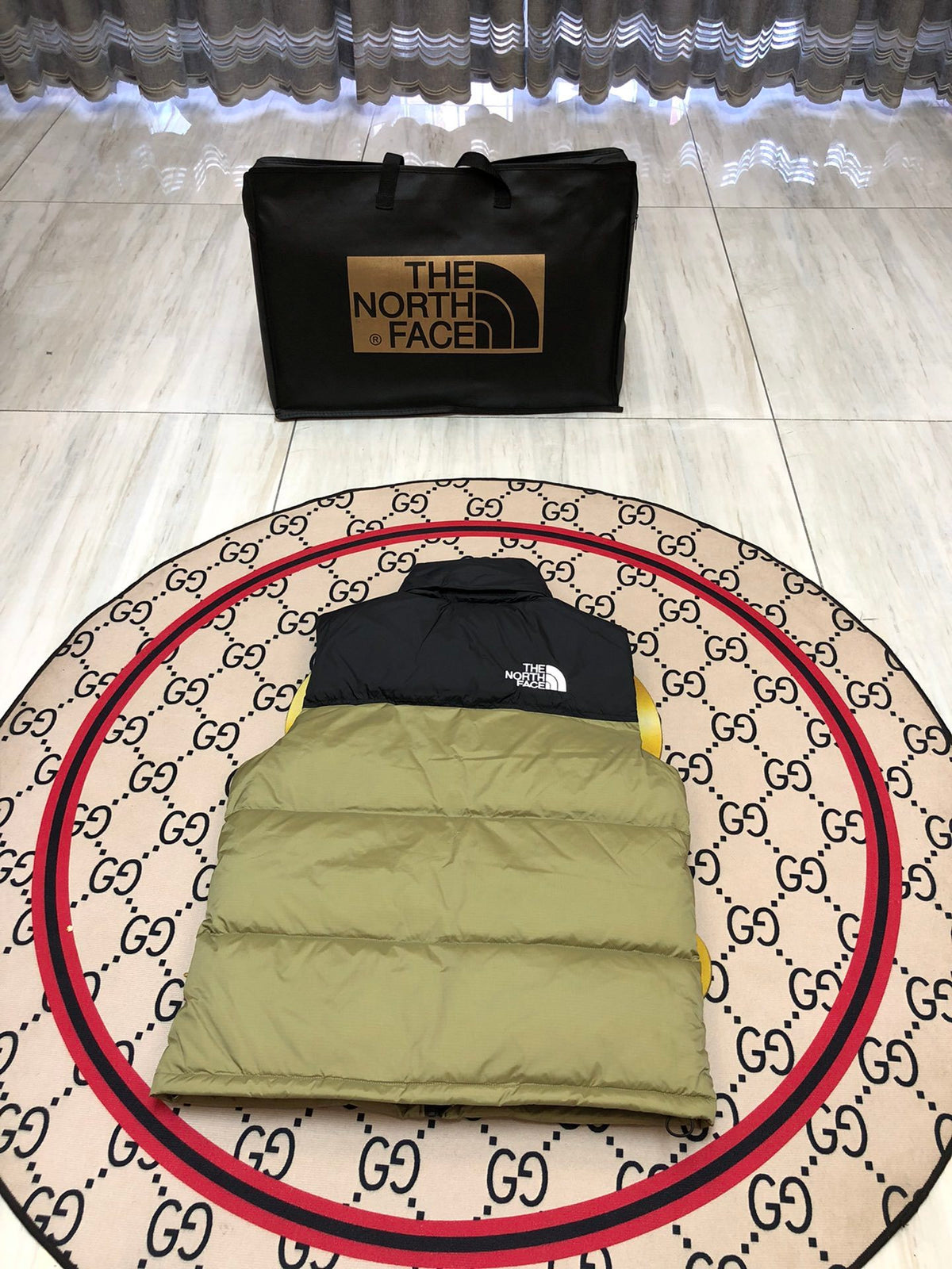The North Face Olive Nuptse 700 Puffer Vest