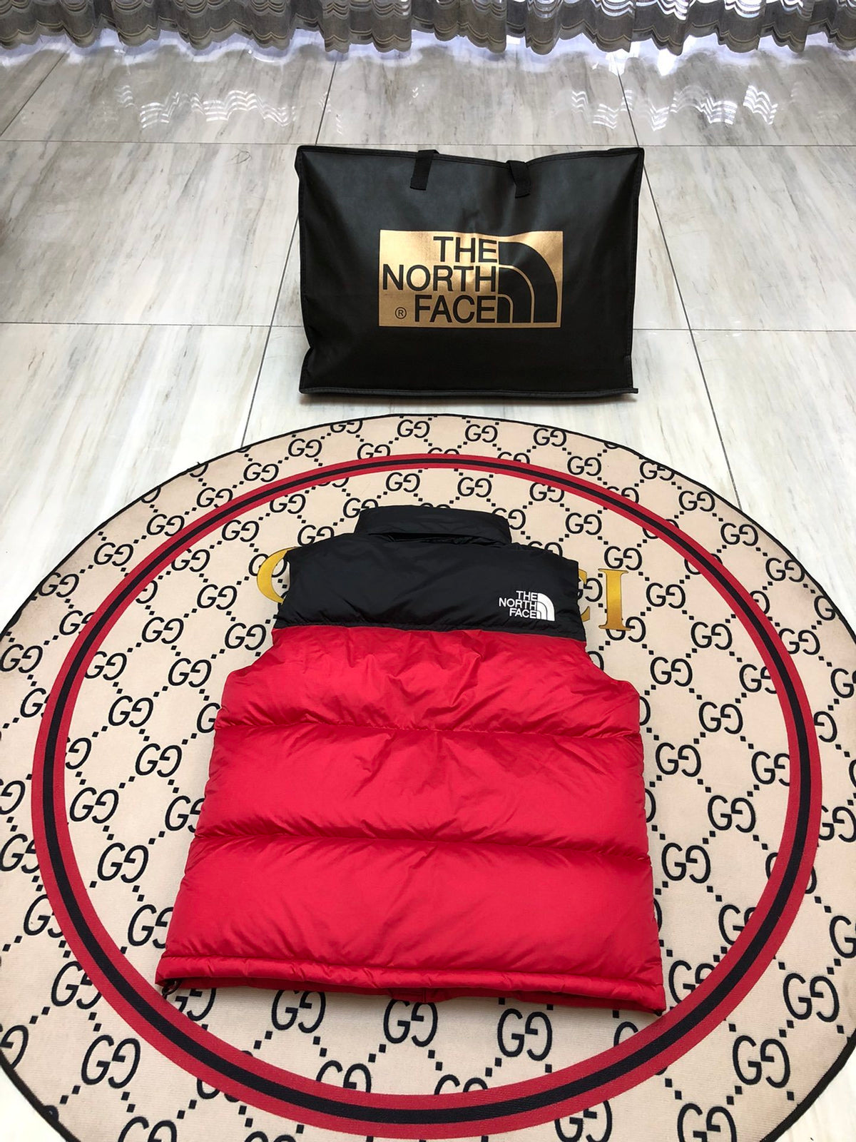 The North Face Red Nuptse 700 Puffer Vest