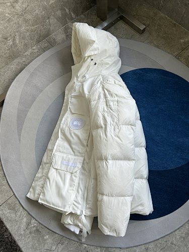 Canada Goose Ivory Hooded Puffer Jacket