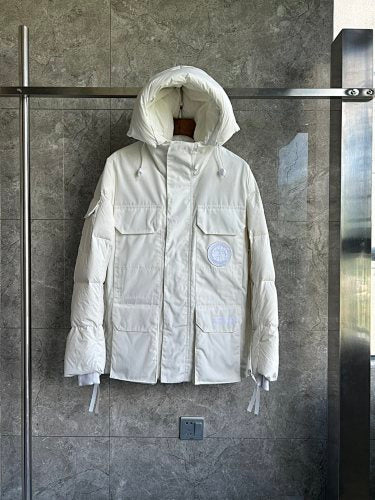 Canada Goose Ivory Hooded Puffer Jacket