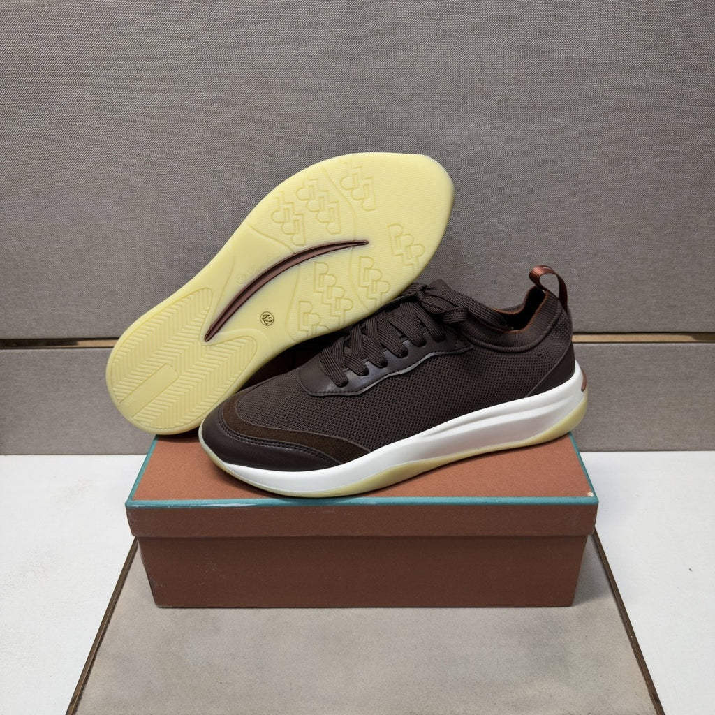 Men's Dark Brown Paneled Sneakers